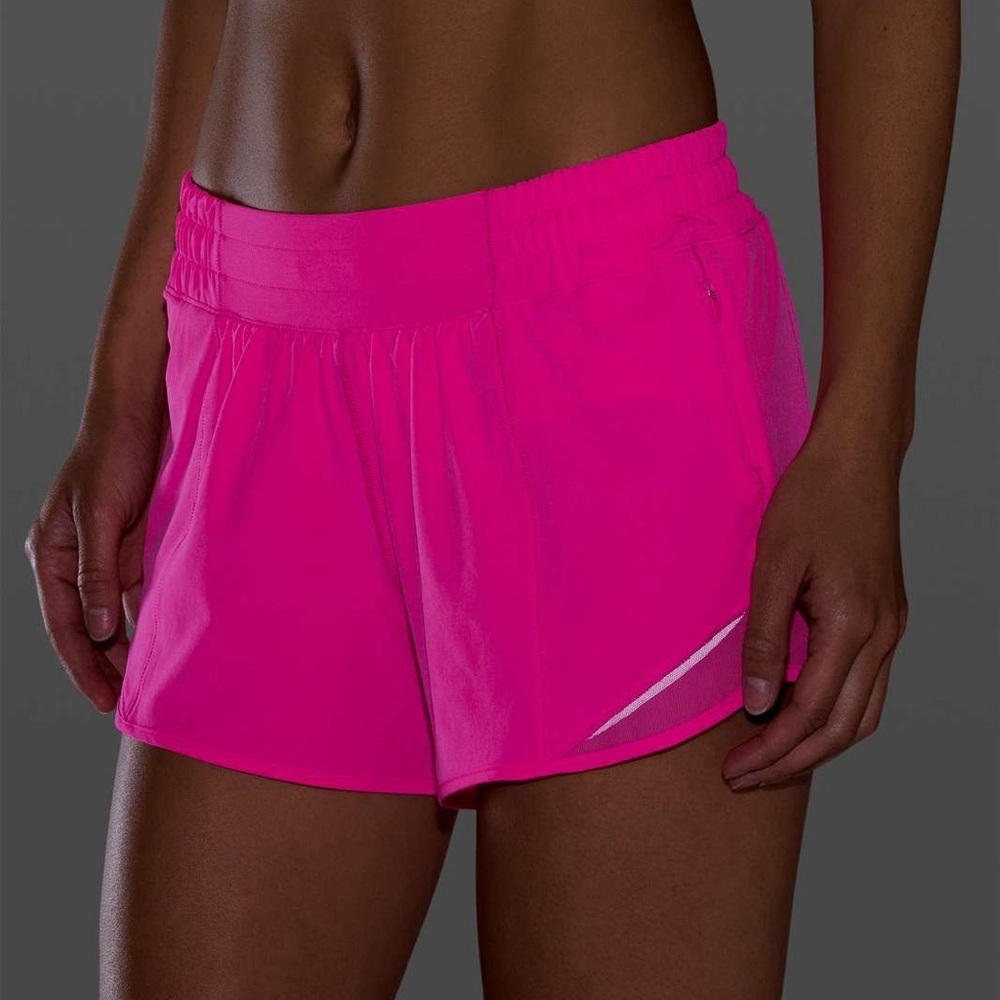 Lululemon Hotty Hot Shorts II 4" Pink Highlight neon mid-rise running workout - Picture 11 of 12